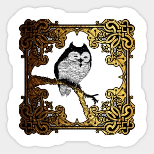 Owly in gold. Sticker